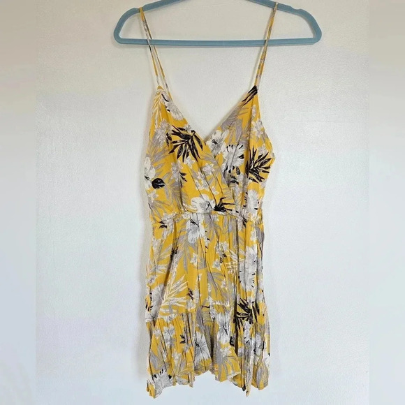 Fashion Nova Pants - Fashion Nova mustard yellow short romper size medium flowers are blooming floral